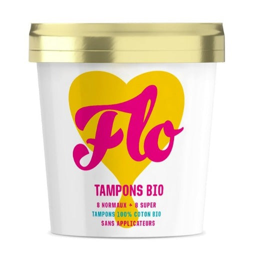 Here we FLO Bio Tampons-Mymea-box